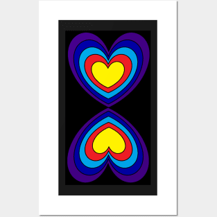 Mirror Image Rainbow Hearts on Black Posters and Art